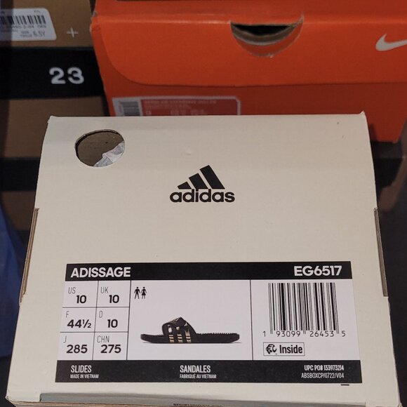 ADIDAS ADISSAGE SLIDES BLACK/GOLD MEN'S US SIZE 10 BRAND NEW IN BOX - Picture 6 of 6